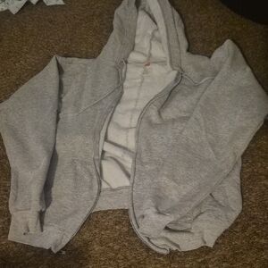 Gray Zip-Up Hooded Sweatshirt
